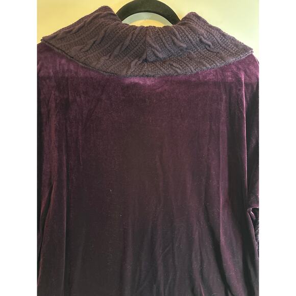 Suzanne Betro Weekend Purple Velvet Cable Knit Cowl Neck Textured Tunic Top 2X - Picture 8 of 12